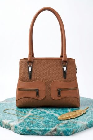 ethanfpurse Textured Tan Structured Satchel