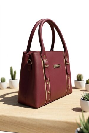 Ethanfpurse Maroon & Cream Two-Tone Satchel