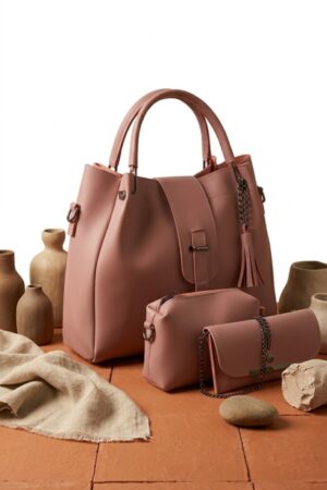 Ethanfpurse Rosewood Pink 3-Piece Handbag Set