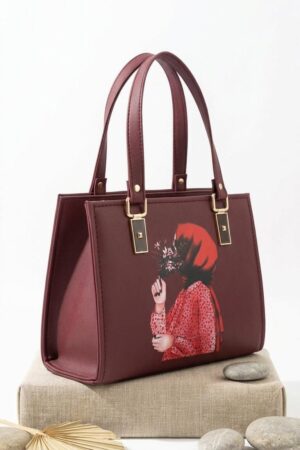 ethanfpurse Burgundy Portrait Structured Handbag