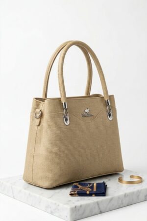ethanfpurse Champagne Gold Textured Satchel