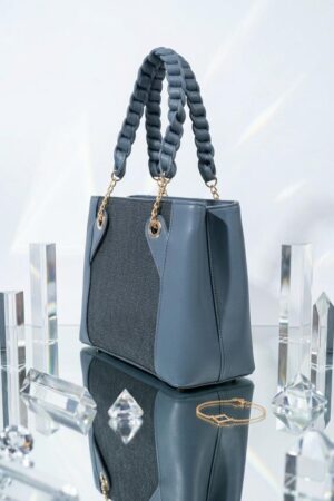 ethanfpurse Slate Azure Ruched-Handle Handbag