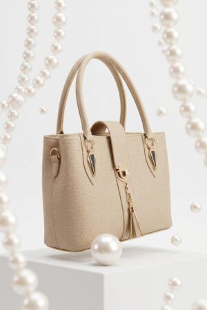 ethanfpurse Champagne Pebbled Tassel Satchel