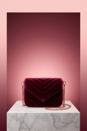 Sovereign Chevron Quilted Velvet Crossbody