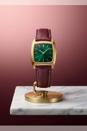 Vintage Classic Emerald & Leather Watch