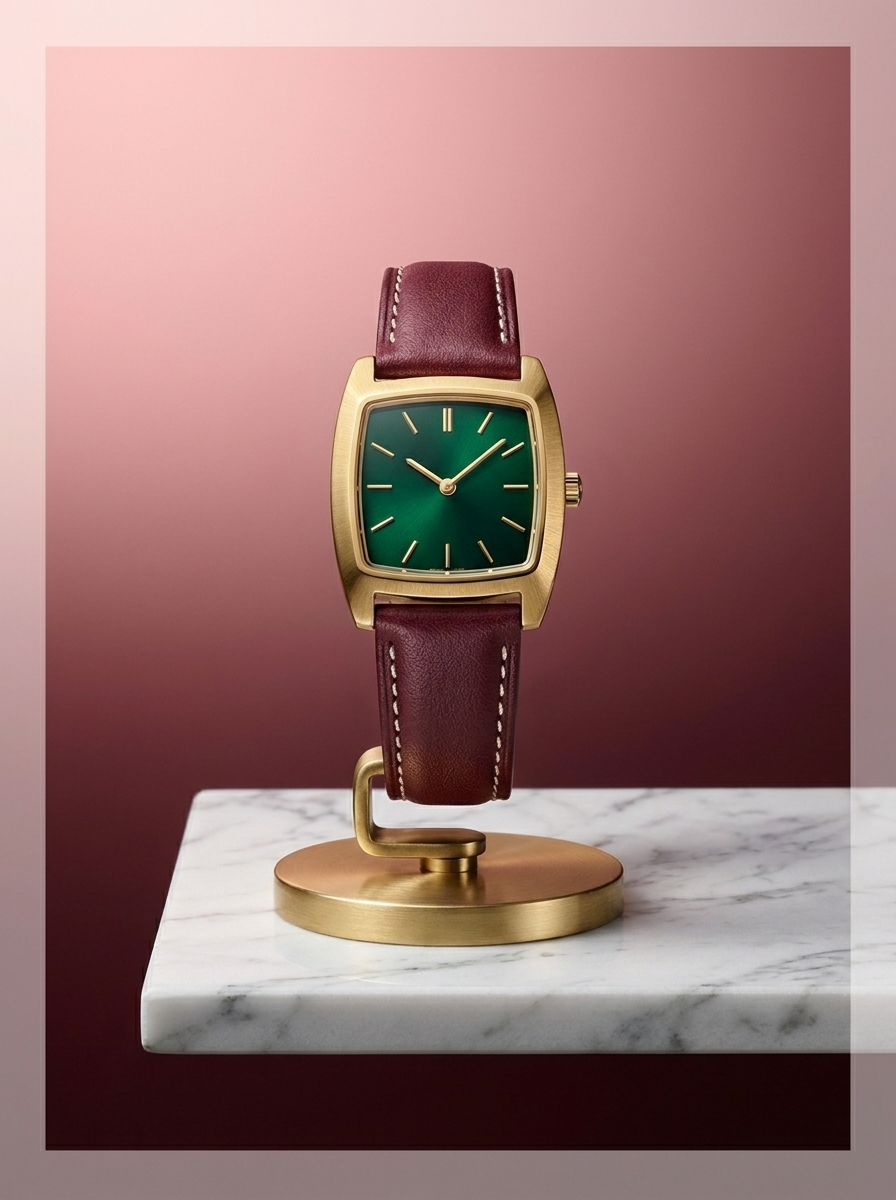 Vintage Classic Emerald & Leather Watch